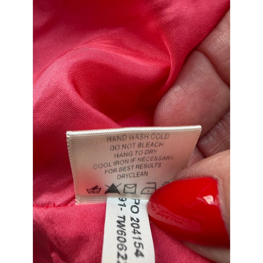 Tommy Bahama Coral Pink Pineapple Silk Lined Halter Dress 12 Ruched Midi EUC - Picture 8 of 9